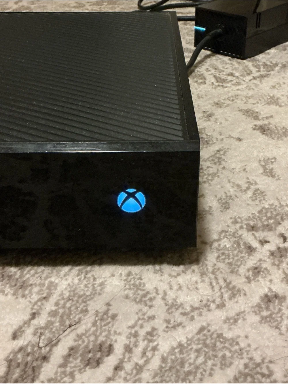 Microsoft Black Xbox One Console with Blue Power LED and Power Brick